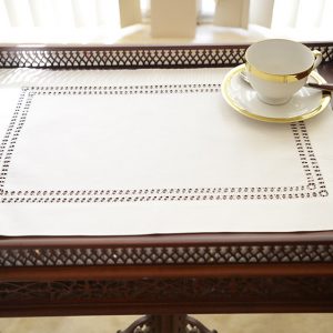 double twisted place mat. coconut milk colored place mat.
