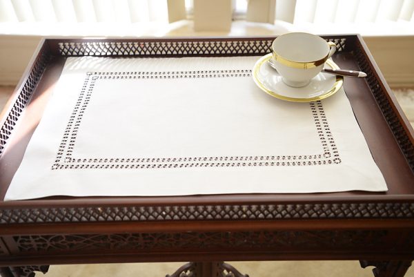 Double Twisted Hemstitch Placemat. Coconut Milk Color.