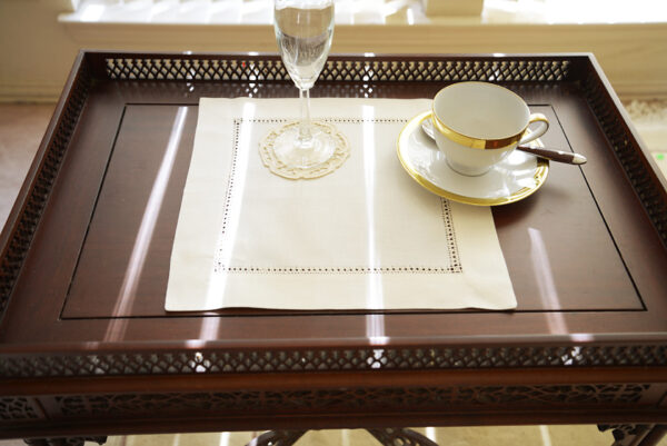 Square Hemstitch Placemat. Pearled Ivory Color